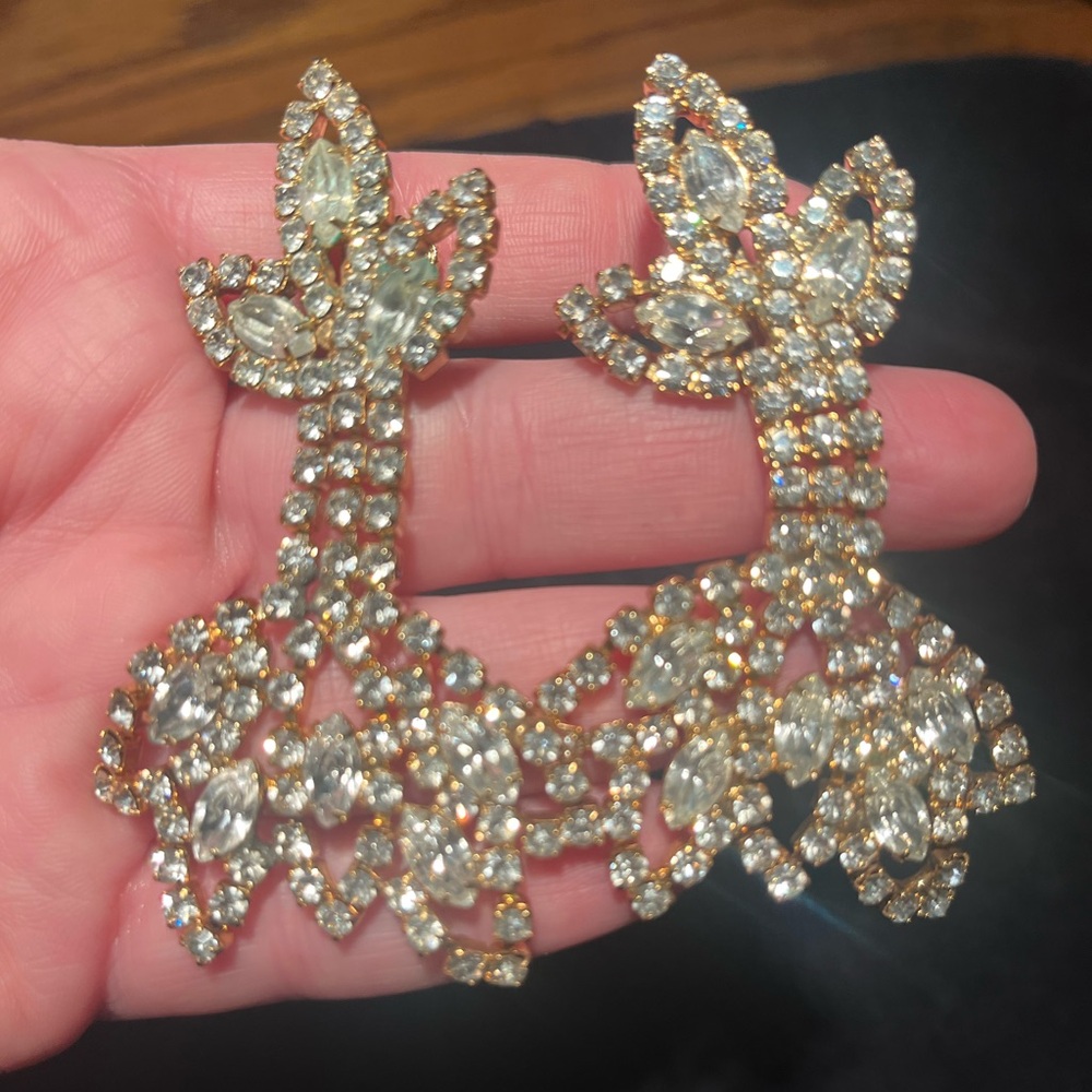Vintage Rhinestone Statement Earrings